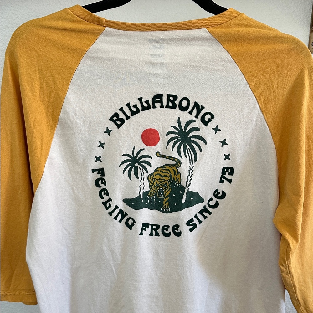 Billabong Yellow and White Long Sleeve T-Shirt - Picture 4 of 7
